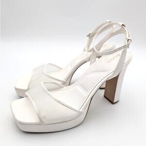 ALDO Chicglimmer Ankle Strap Platform Sandal Women's White Size US10 EU41